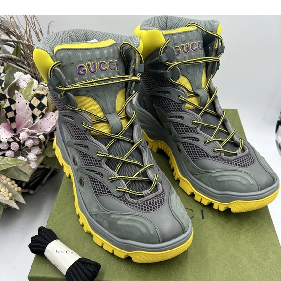 Men’s Gucci contrast panel lace up boots size 10 made in Italy - Picture 1 of 11